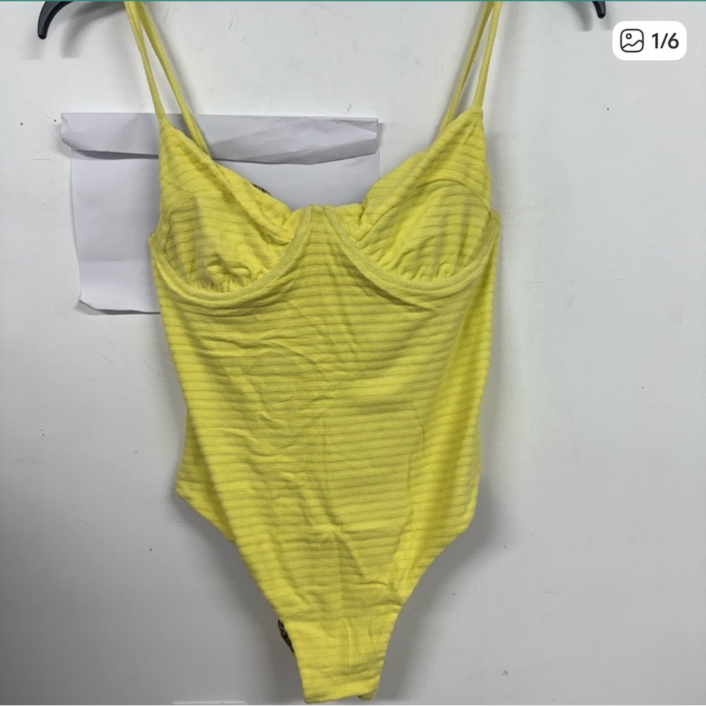 Acacia Swimwear Suki Terry Ribbed Yellow One Piece